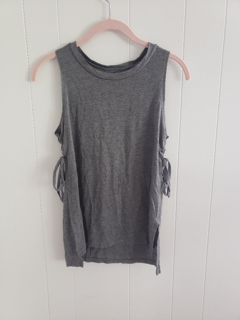 Grey Tank Top With Laces On Sides